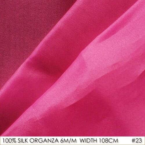 SILK ORGANZA Gauze 108cm width 6momme/100%Silk Natural Fabric Tulle Roll Wedding Dress Crisp Chiffon Silk Fabric Hot Pink NO 23