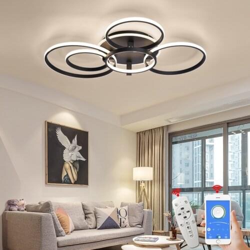 FANPINFANDO Modern led Chandelier kitchen lamp RC Dimmable APP Circle rings designer for living room bedroom ceiling chandelier