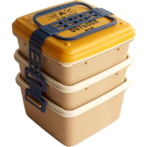 Three Layers Lightweight Food Container Mess Tin Lunch Box Camping Picnic
