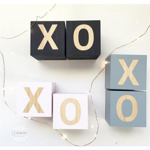 2pcs/set XO Letter Wooden Building Blocks INS Nordic Baby Room Decoration Ornaments Nursery Wood Cube Kids Toy Photography Props