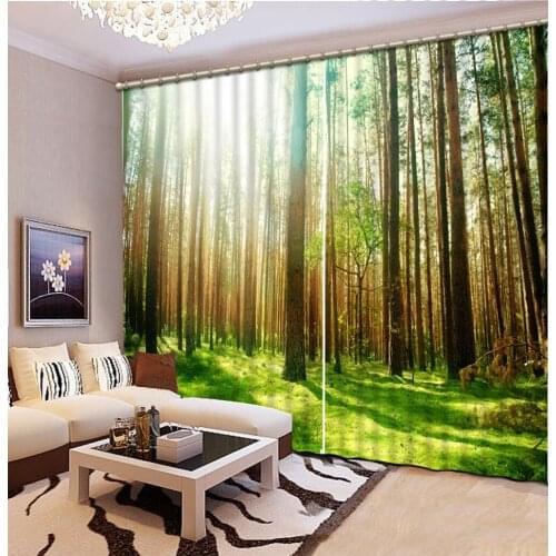 Curtains for living room Beautiful Photo Fashion Customized 3D Curtains green curtains forest curtain