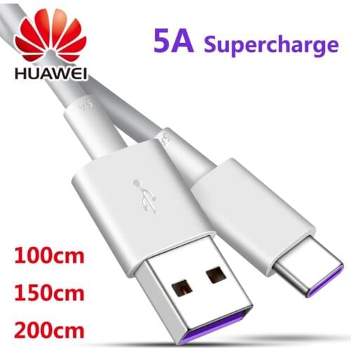 Huawei USB 5A Type C Cable P30 P20 Pro lite Mate20 10 Pro P10 Plus lite USB 3.1 Type-C Original Supercharge Super Charger Cable