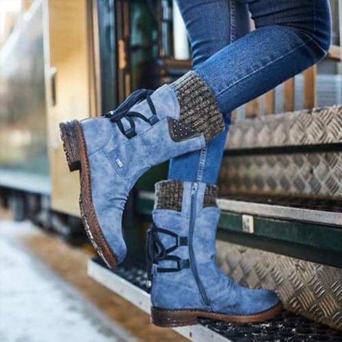 2021 Women Winter Mid-Calf Boot Flock Winter Shoes Ladies Fashion Snow Boots Shoes Thigh High Suede Warm Botas Zapatos De Mujer