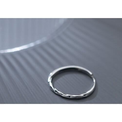 1pc Thin Real. 925-Sterling Silver Jewelry Wave Twist spiral Ring adjustable C-J9112