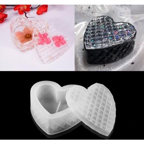 1Pcs Heart Shape DIY Storage Box Silicone Mold Love Gift Container Epoxy Resin Molds For Jewelry Making Decoration Supplies