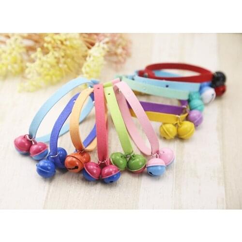 New 1PC Pet Bell Neck Collar Light Candy-colored Cat 2 BellS Collar Dog Collar Teddy Bell Neck Collar Pet Supplies S/M/L Size