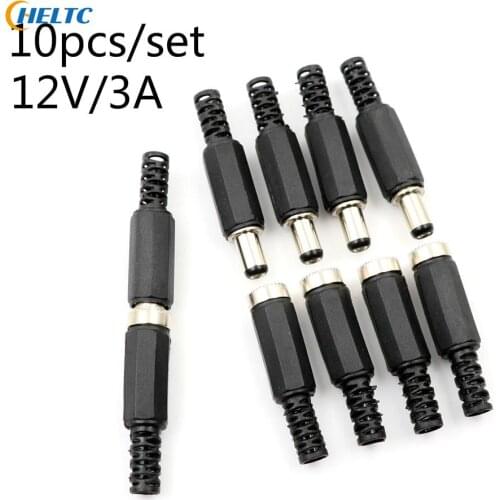 10pcs/set 12V 3A Panel Mount Jack DC Power Connector Electrical Supplies Plastic Male Plugs + Female Socket
