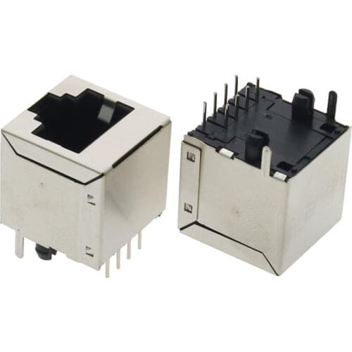 10 Pcs Vertical Mounting 8Pin RJ45 PCB Jack Female Connector