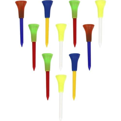10x Golf Plastic 2 Layer Tees rubber Sleeve Ball Nail 70mm Golf Accessories -Random Color