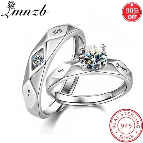 2PCS His Queen & Her King Engagement Couple Rings for Lovers 2020 New Fashion Zircon Adjustable Rings Set Jewelry Gift LR2948
