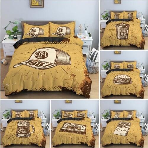 3D Retro Pattern Duvet Cover Bedding Set Grunge Background Illustration Comforter/Quilt Cover With Pillowcase King Queen 2/3Pcs