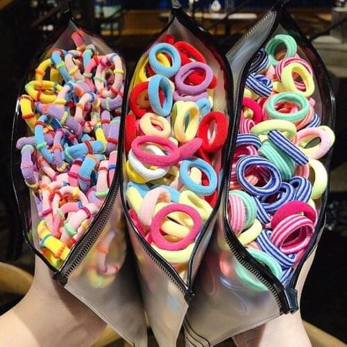 50/100pcs/Pack Girls Colorful Nylon Small Elastic Hair Bands Children Ponytail Holder Rubber Band Headband Kids Hair Accessories