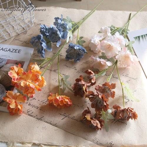 6 heads 60cm artificial flower snow peony bunch silk fake flower decor for home wedding table flower wall materials plants rose