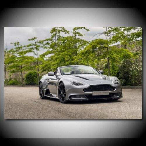 Astons Martin Vantage Car Silver Sport Car Vehicle Canvas Paintings Posters Wall Art Prints for Living Room Decor