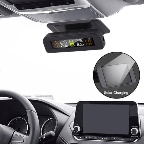 Solar Power TPMS Car Tire Pressure Alarm Monitor System 4PCS External Sensor Auto Security Alarm Systems