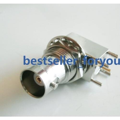BNC Female Bulkhead 90 Degree Solder PCB Mount Right Angle Connector