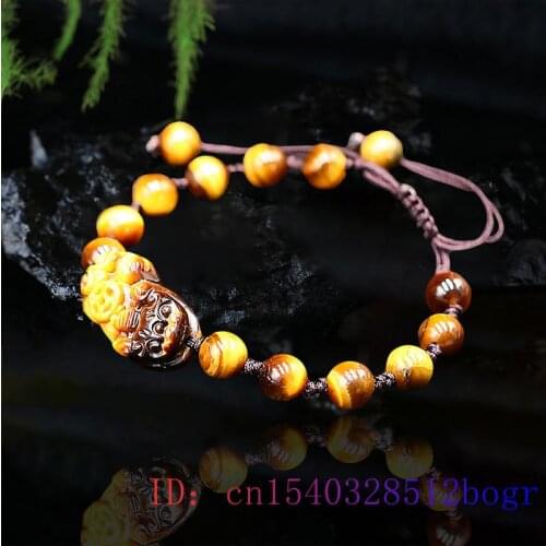 Tiger Eye Pixiu Bracelet Jade Gifts Fashion Black Amulet Chinese Natural Jewelry Beads Women Gemstone Charm Bangle