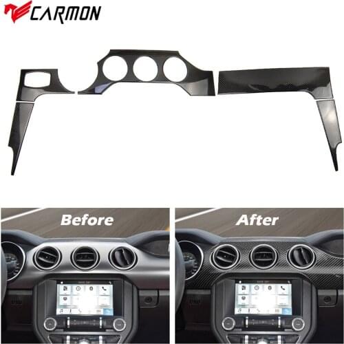 CARMON for Ford Mustang Dashboard Instrument Panel Sticker 2015 2016 2017 2018 2019 Carbon Fiber Interior Trim Accessories