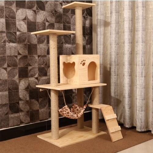 Wood Cat Platform Sisal Grinding Claw Pillar Cat Nest Easy Splicing Safety Multi-storey Multi-function Cat Climbing Frame