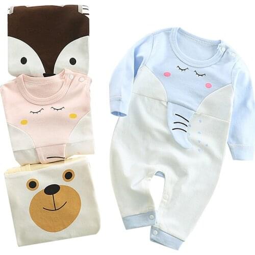 Baby Infant Rompers Baby Boys Girls Long-sleeved Rompers Cartoon Infant Jumpsuit Baby Toddler Onesie Clothes