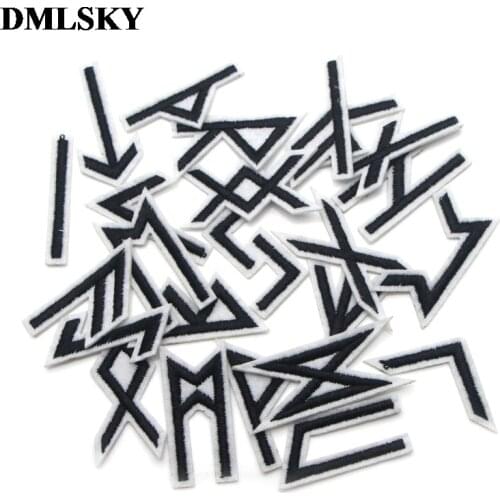 DMLSKY 24pcs/set Viking Runes Iron On Patches Applique Patches Cartoon Cool badge for Clothes Backpack Shirt Patch M3600