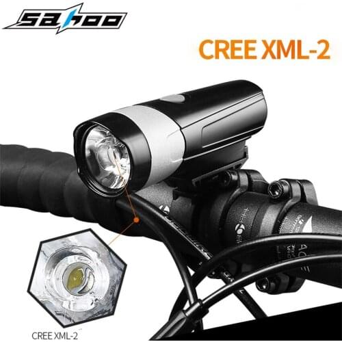SAHOO Bicycle LED Lights USB Charge 2000mAH Battery Handlebar Waterproof Beads CREE XML-2 Front Headlamp Cycling MTB Bike Light