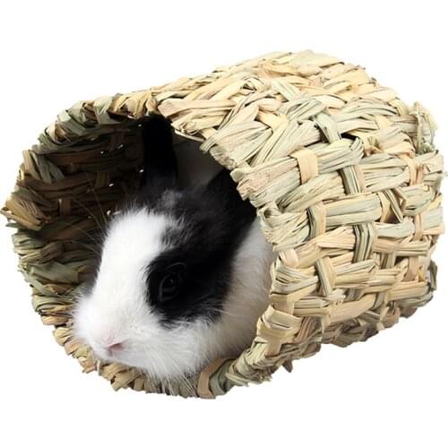 Hamster Grass Tunnel Handmade Rabbit Tunnel Toy Rabbit Grass Hideaway Chew Toy Cage Hamster Accessories Small Pet Toys