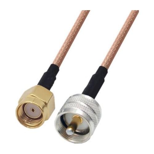 RG400 Cable RP-SMA Male to UHF PL259 Male Double Shielded Copper Braid Coax Low Loss Jumper Cable