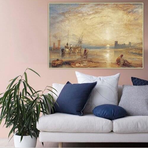 Canvas Oil Painting William Turner"Flint Castle.North Wales"Famous Artwork Print Poster Wall Art Aesthetic Home Room Decoration