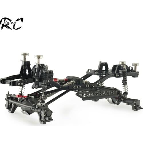 Metal Chassis Frame Kit with Portal Axle Prefixal Planetary Gearbox Side Step Slider for 1/10 RC Crawler Car SCX10 Wrangler Body