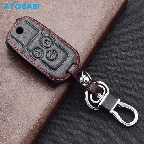 Leather Car Key Case For Honda Accord 2012 2013 2014 3 Buttons Folding Keychain Holder Remote Control Fobs Shell Protector Cover