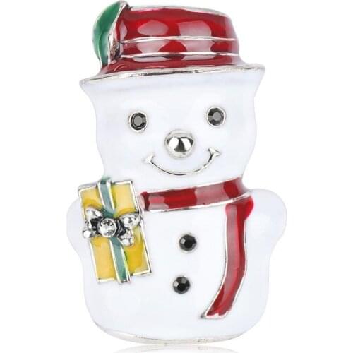 Creative Enamel Christmas Snowman Brooches For Women Cute Pins Party Accessories Dress Sweater Jewelry Decorations AL573