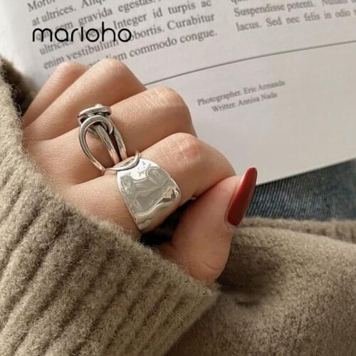 Marioho Simplicity Handmade Woven Cross Winding Knot Thai Silver Color Ring For Women Open Finger Ring Party Jewelry Gifts