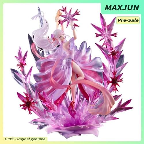 MAXJUN Pre-sale Anime Re Life in a different world from zero Figure Emilia Crystal Dress PVC Model toy ReZero Emiria sexy figure