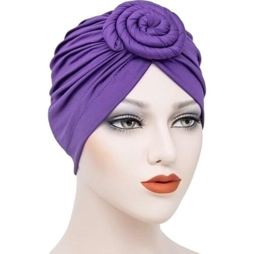 Fashion Multifunction Silk Bonnet European/American Popular Donut Plate Flower Hat Muslim Milk Silk Turban Indian Adult Hat