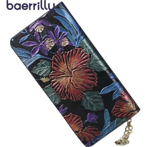 Fashion Genuine Leather Wallets Long Clutch Bags Womens Wallets And Purses Phone Bag Rfid Female Card Holders Coin Purse Girl