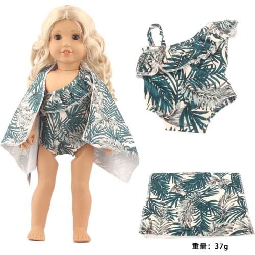 Fashion New Pattern Popular LeafSwimsuit + LeafTowel Fit 18 Inch American&43cm Baby New Born Doll Clothes Accessories,Girls Toys