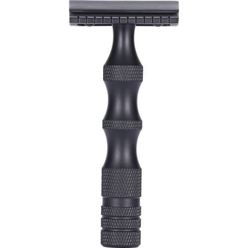 Mens Double Edge Safety Razor Classic Metal 3-piece Manual Shaver Super Short Handle Black