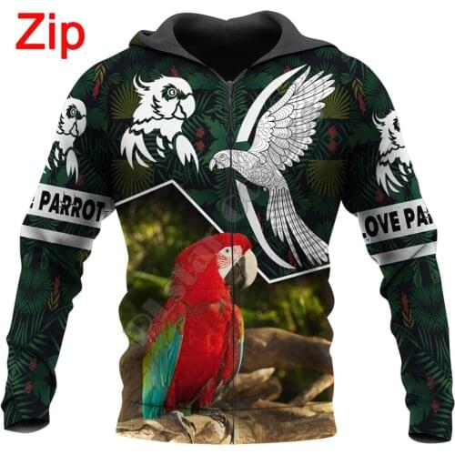 Love Parrot 3D All Over Printed Autumn Men Zip Hoodie Unisex Casual Zipper Jacket Streetwear sudadera hombre 12 styles YW-01