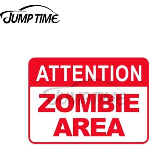 Jump Time 13 x 6.9cm For Zombie Area Sign Scratch-Proof Car Stickers Car Accessories Decal 3D Funny Motorcycle For JDM SUV RV