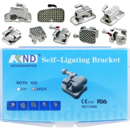 24pcs/Box KND Orthodontic Metal Self-Ligating Bracket MBT 022 345HOOKS/ 24Pcs Roth 022 345H Metal Self Ligating Bracket