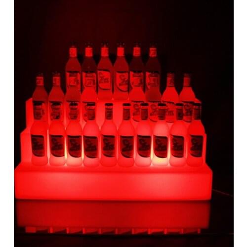 Rechargeable LED Colorful 3 Tiers Bar Wine Bottle Holder Shelf 4 Flash Mode Creative Wine Rack Display Stand with Remote Control