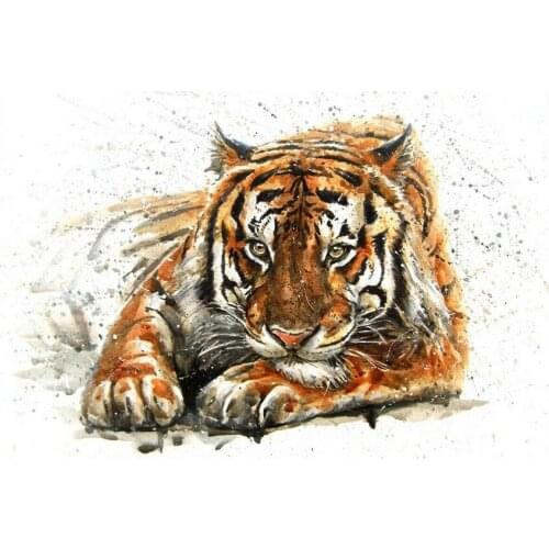 Tiger watercolour paint splash animals picture Art Film Print Silk Poster for Your Home Wall Decor 24x36inch