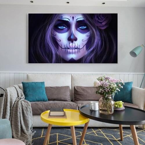 Posters and HD Prints Mexico DAY OF THE DEAD Wall Art Canvas Painting Girl Living Room Decoration Frameless