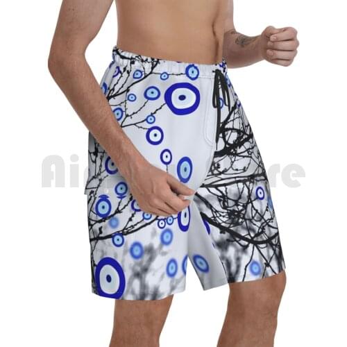 Evil Eye Tree Beach Shorts Men Beach Pants Swimwear Evil Eye Tree Evil Eye Turkish Blue Blue Eyes Good Luck Luck
