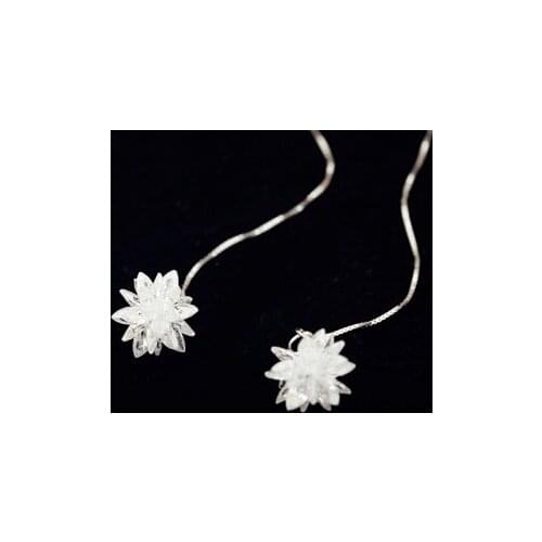 Stud earring 2016 New hot sell fashion ice flower 925 sterling silver ladies`long earrings jewelry Christmas gift