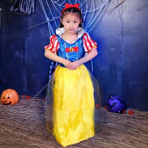 SHICAI Pretty Snow White Costume Christmas party dress up props Halloween Fancy cosplay Dress child costume Free Shipping