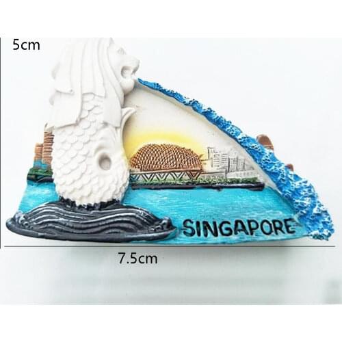 Singapore 1Pcs hot Merlion Park Hand-Painted Aromatherapy 3D Fridge Magnets World Travel Souvenirs Refrigerator Magnetic Sticker