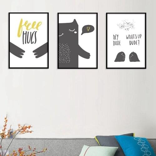 Nordic Cartoon Animal Alphabet Decorative Painting Childrens Room Decorative Canvas Painting Living Room Background Wall Art