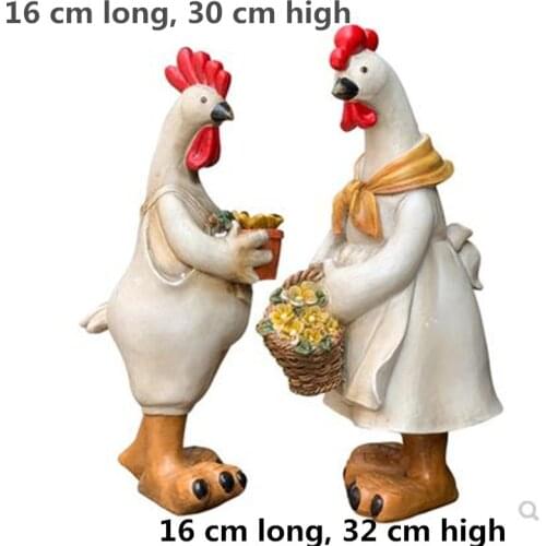 Nordic retro animal chicken statue sculpture, home garden villa gardening decoration crafts, holiday gifts